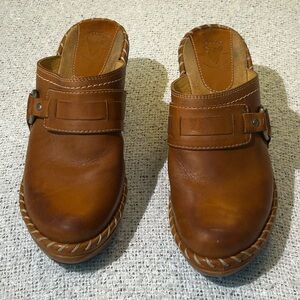 Frye Women's Charlotte Ring Brown Leather Mule Clogs Size 6
